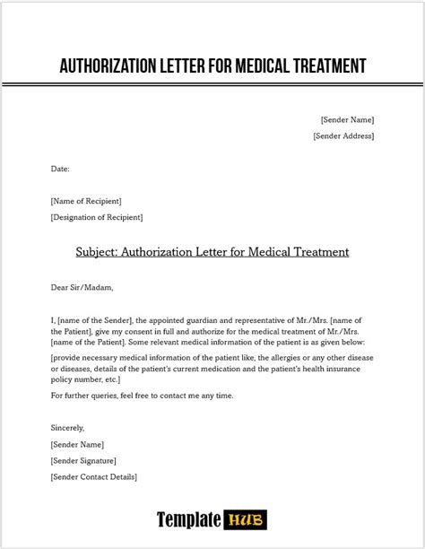 Sample Authorization Letters for Medical Treatment .